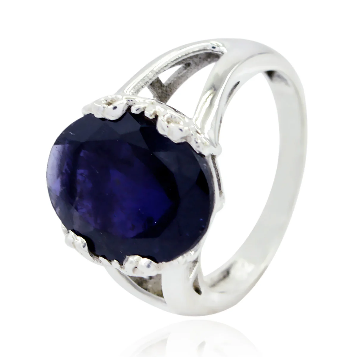 Iolite Solitaire Egyptian Silver Blue Gemstone Minimal Contemporary Ring Jewellery - Image 3