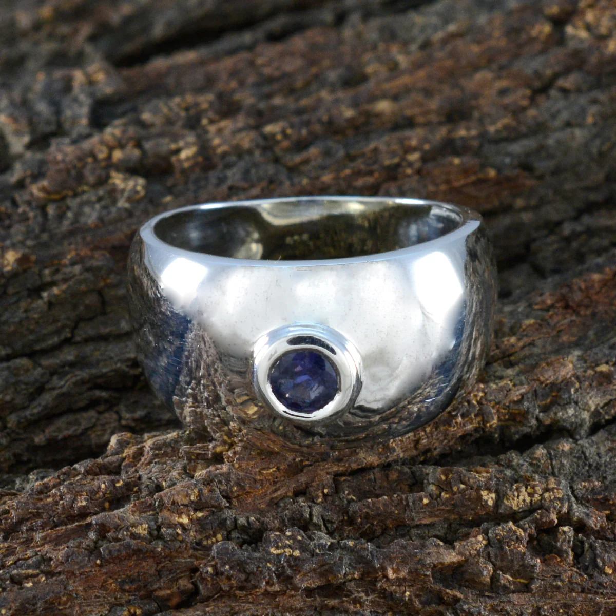 Iolite Solitaire Egyptian Silver Blue Gemstones Eye-catching Abstract Ring Jewelry - Image 3