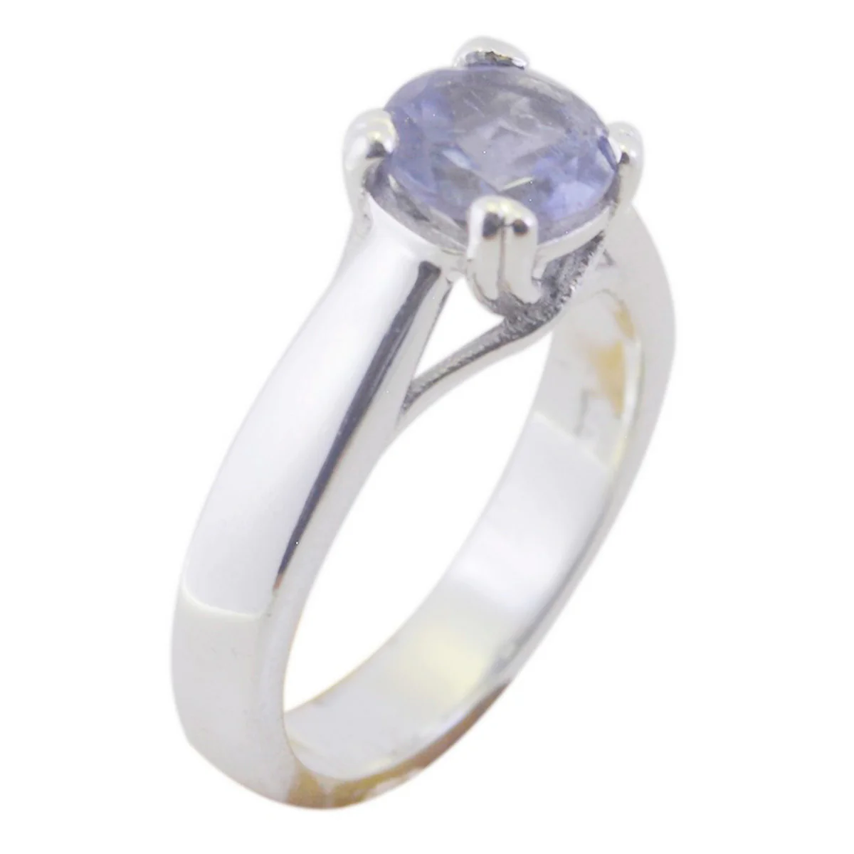 Iolite Solitaire French 925 Sterling Silver Blue Gemstones Tiny Contemporary Ring Jewellery - Image 3