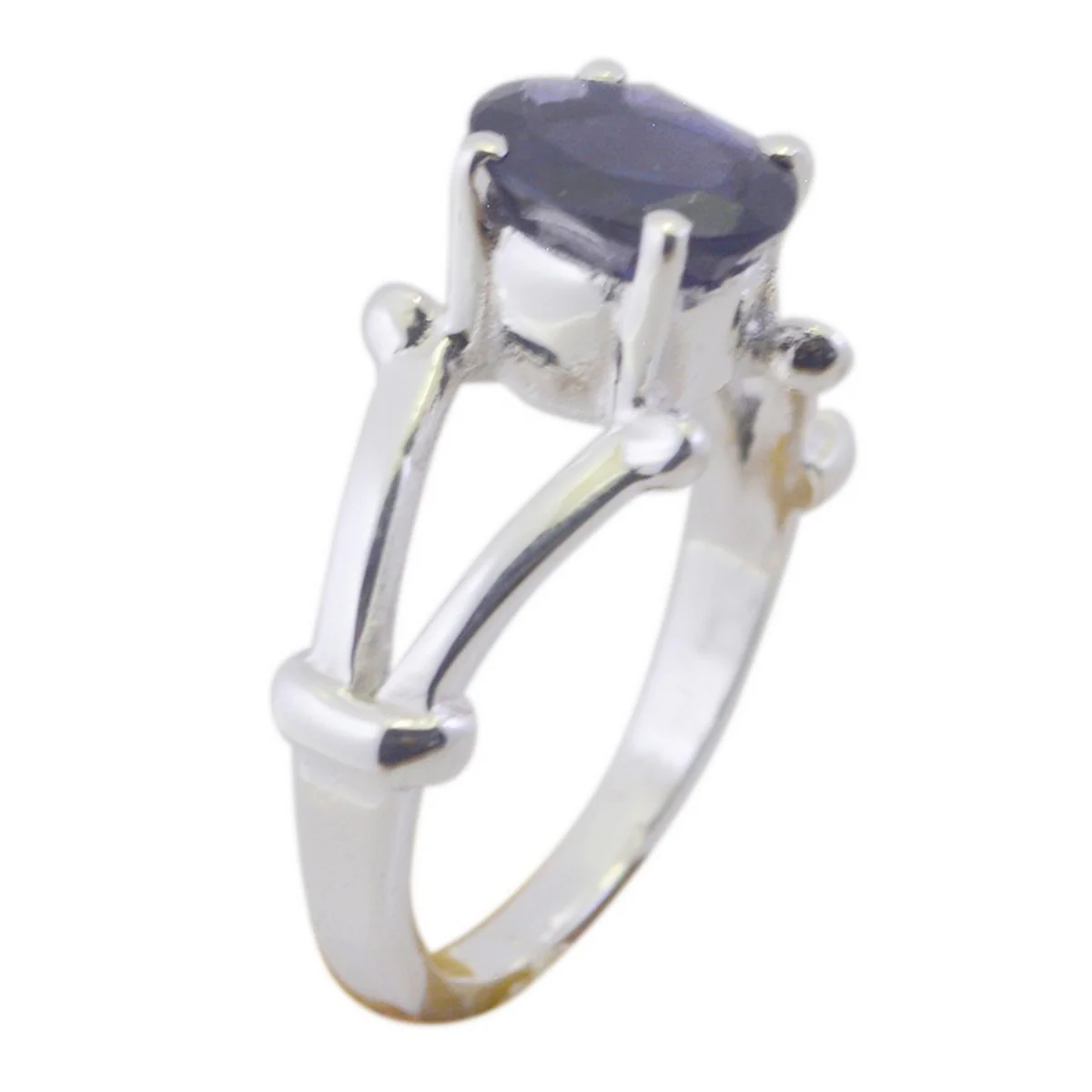 Iolite Solitaire German Sterling Silver Blue Gemstones Tiny Modern Ring Jewellery - Image 2
