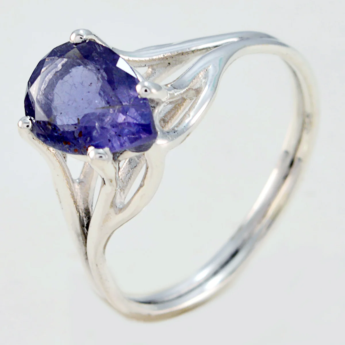 Iolite Solitaire Japanese 925 Sterling Silver Blue Gemstones Dainty wedding Ring Jewelry - Image 2