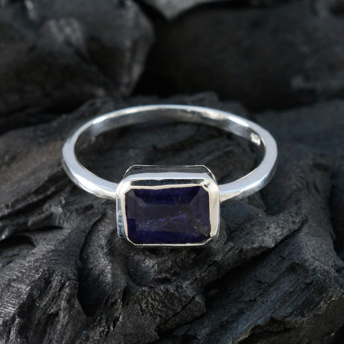Iolite Solitaire Korean 92.5 Silver Blue Gems Dainty Abstract Ring Jewelry - Image 4