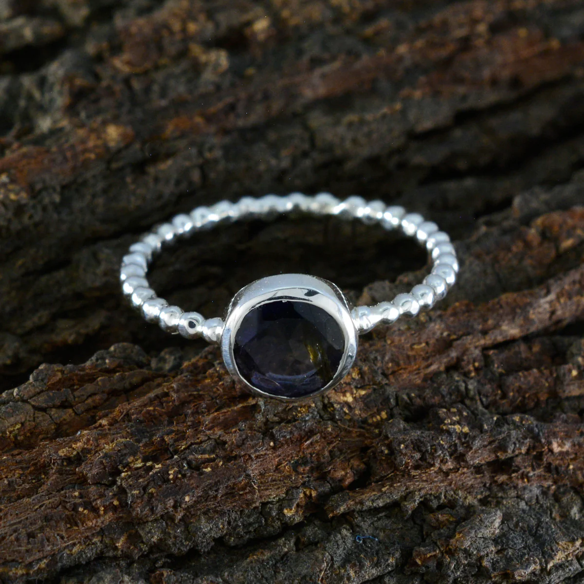 Iolite Solitaire Korean 92.5 Silver Blue Gemstones Delicate Twist Ring Jewelry - Image 3
