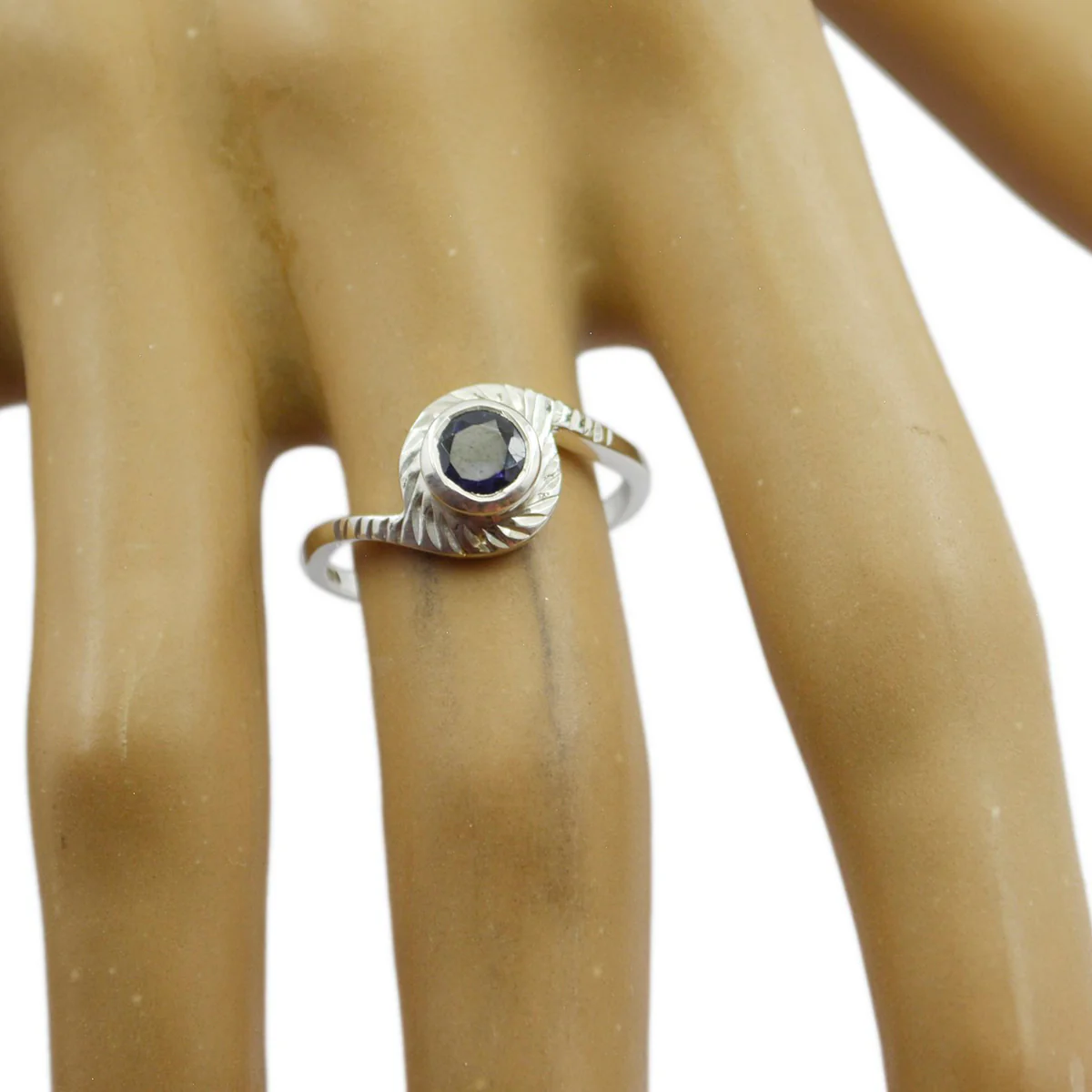 Iolite Solitaire Korean 925 Sterling Silver Blue Gems Dainty Feminine Ring Jewellery - Image 2