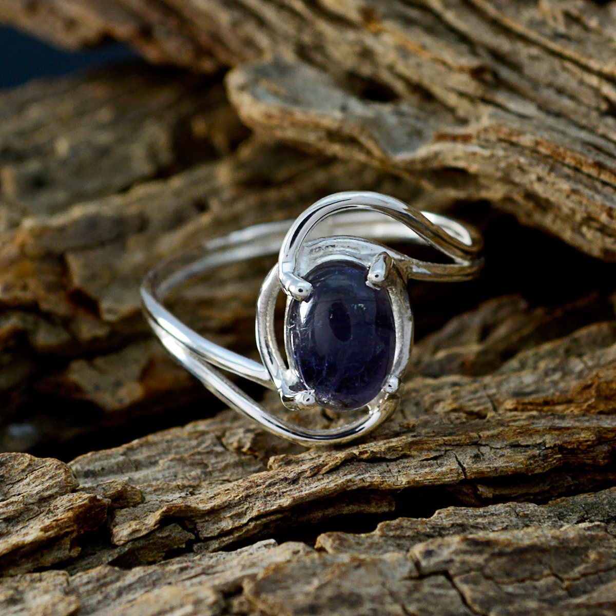 Iolite Solitaire Korean 925 Sterling Silver Blue Gems Delicate Glamorous Ring Jewellery - Image 3