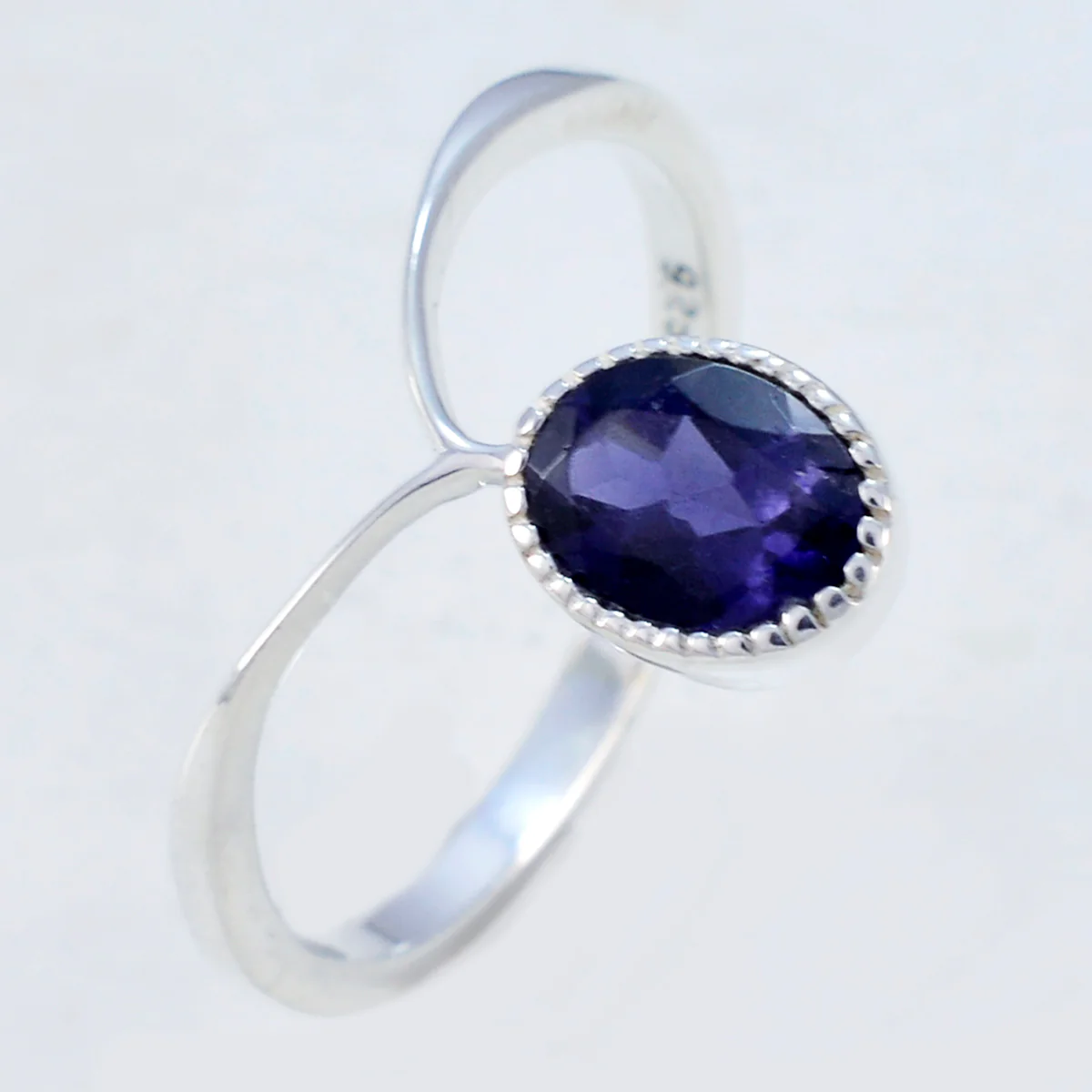 Iolite Solitaire Korean 925 Sterling Silver Blue Gemstone Delicate Glamorous Ring Jewellery - Image 2