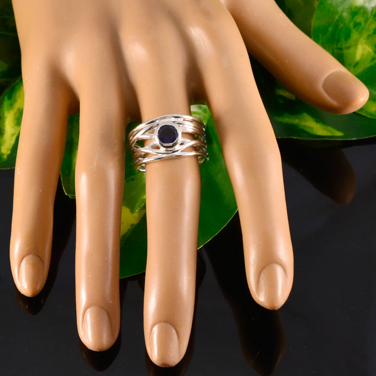 Iolite Solitaire Latin American 925 Silver Blue Gemstones Eye-catching Rope-Wire Band Jewelry - Image 5