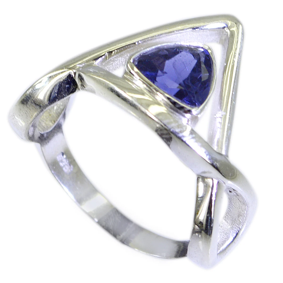 Iolite Solitaire Mexican Silver Blue Gems Tiny Geometric Ring Jewellery - Image 2