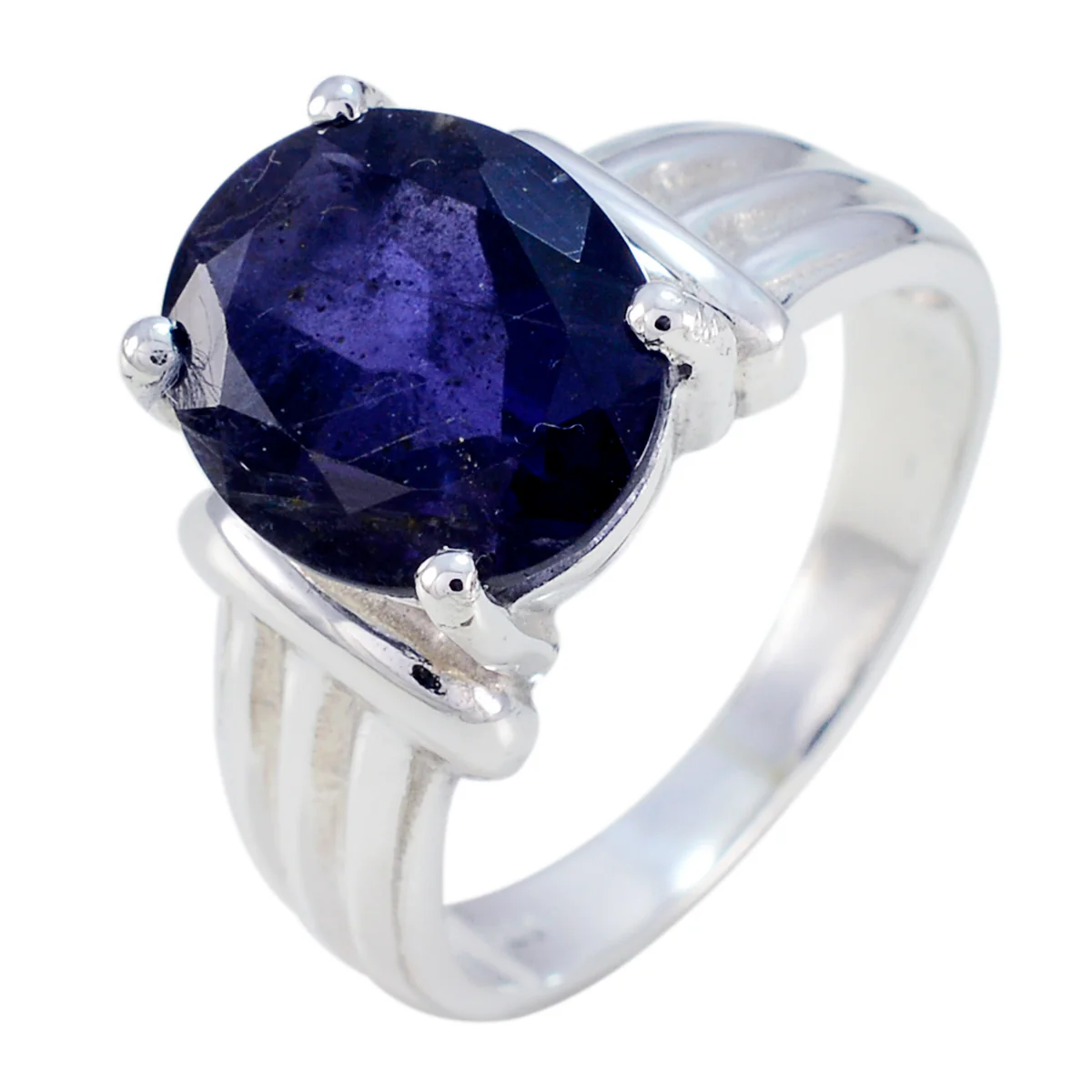 Iolite Solitaire Moroccan 925 Silver Blue Gemstones Tiny Trendy Ring Jewelry - Image 2