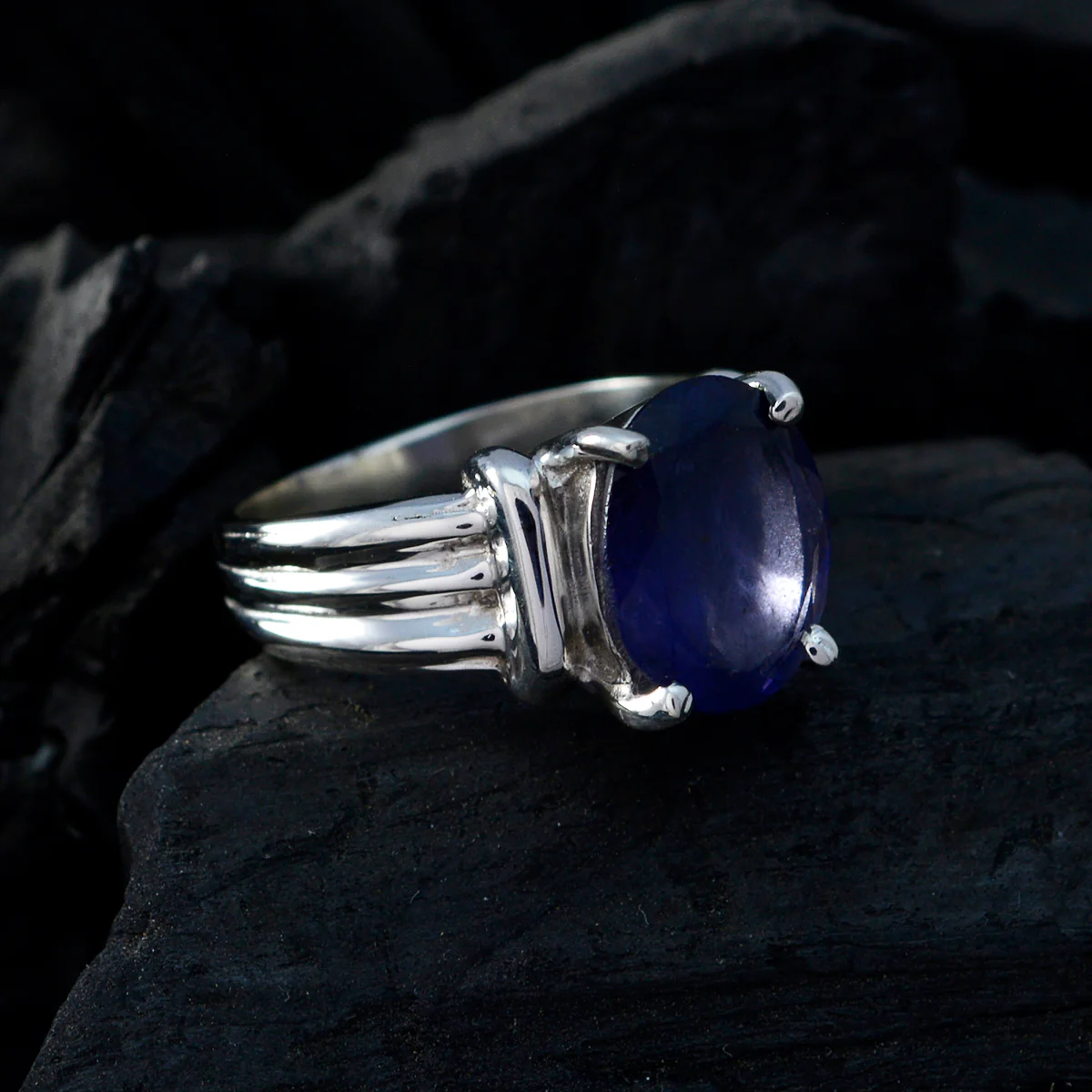 Iolite Solitaire Moroccan 925 Silver Blue Gemstones Tiny Trendy Ring Jewelry - Image 4