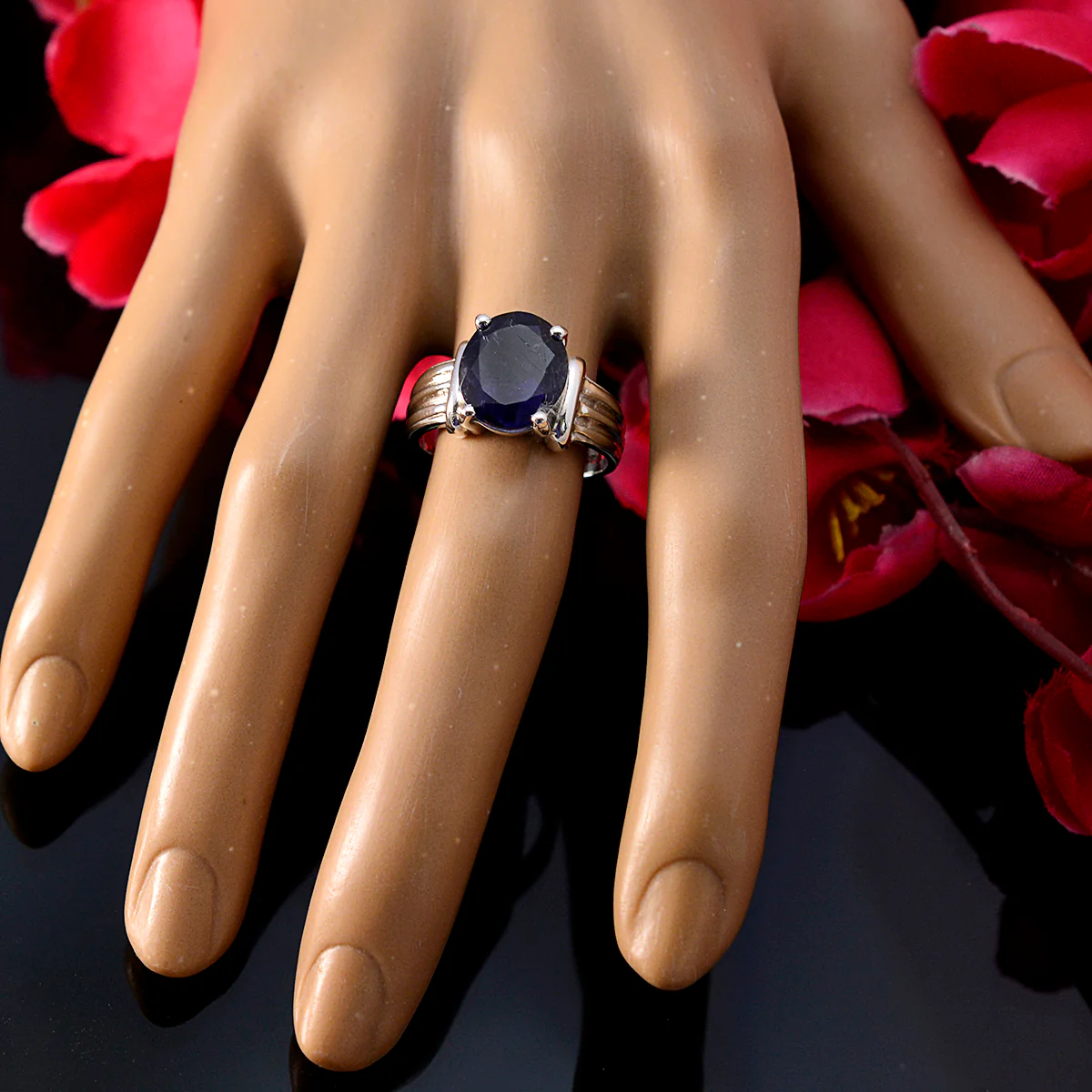 Iolite Solitaire Moroccan 925 Silver Blue Gemstones Tiny Trendy Ring Jewelry - Image 5