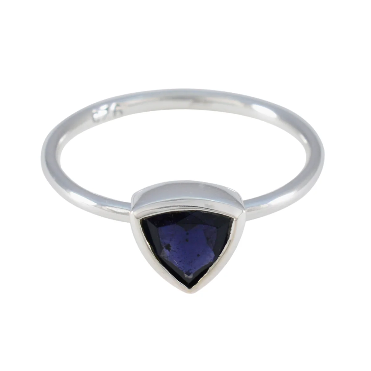 Iolite Solitaire Moroccan 925 Sterling Silver Blue Gems Delicate Geometric Ring Jewellery