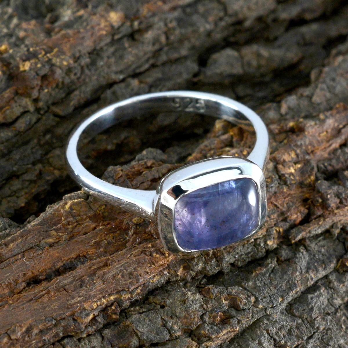 Iolite Solitaire Russian 92.5 Silver Blue Gems Slim Fairytale Ring Jewelry - Image 3
