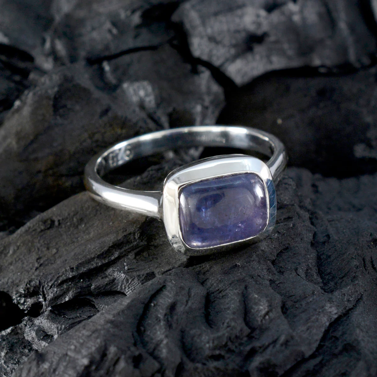 Iolite Solitaire Russian 92.5 Silver Blue Gems Slim Fairytale Ring Jewelry - Image 4