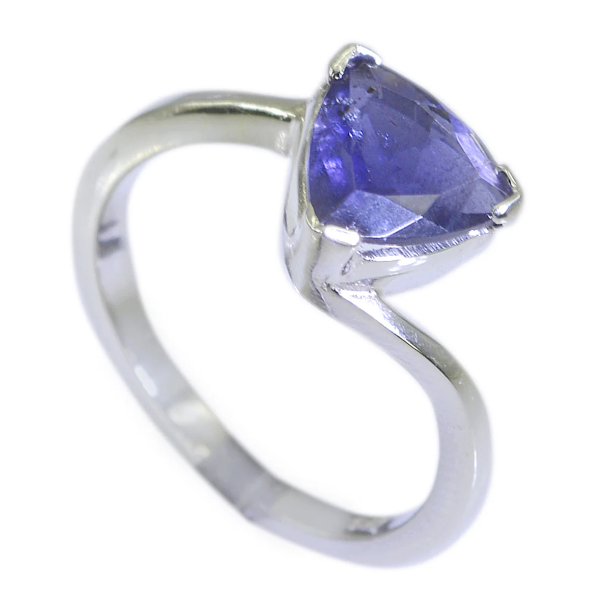 Iolite Solitaire Turkish 92.5 Silver Blue Gems Dainty Geometric Ring Jewelry - Image 2
