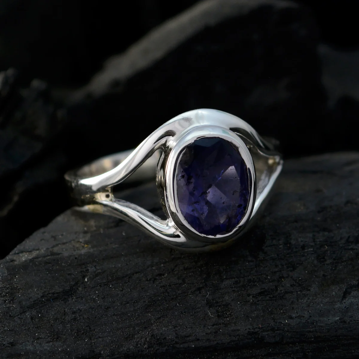 Iolite Solitaire Turkish 925 Sterling Silver Blue Gems Whisper-thin Modern Ring Jewellery - Image 5