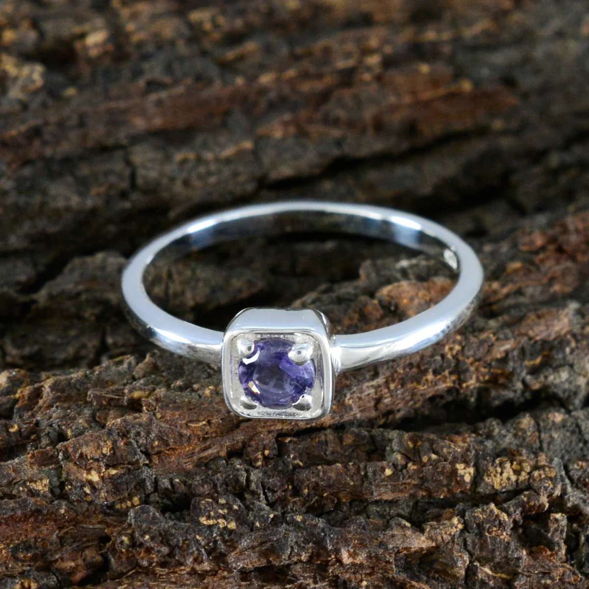 Iolite Solitaire Turkish Sterling Silver Blue Gems Delicate Sophisticated Ring Jewelry - Image 3