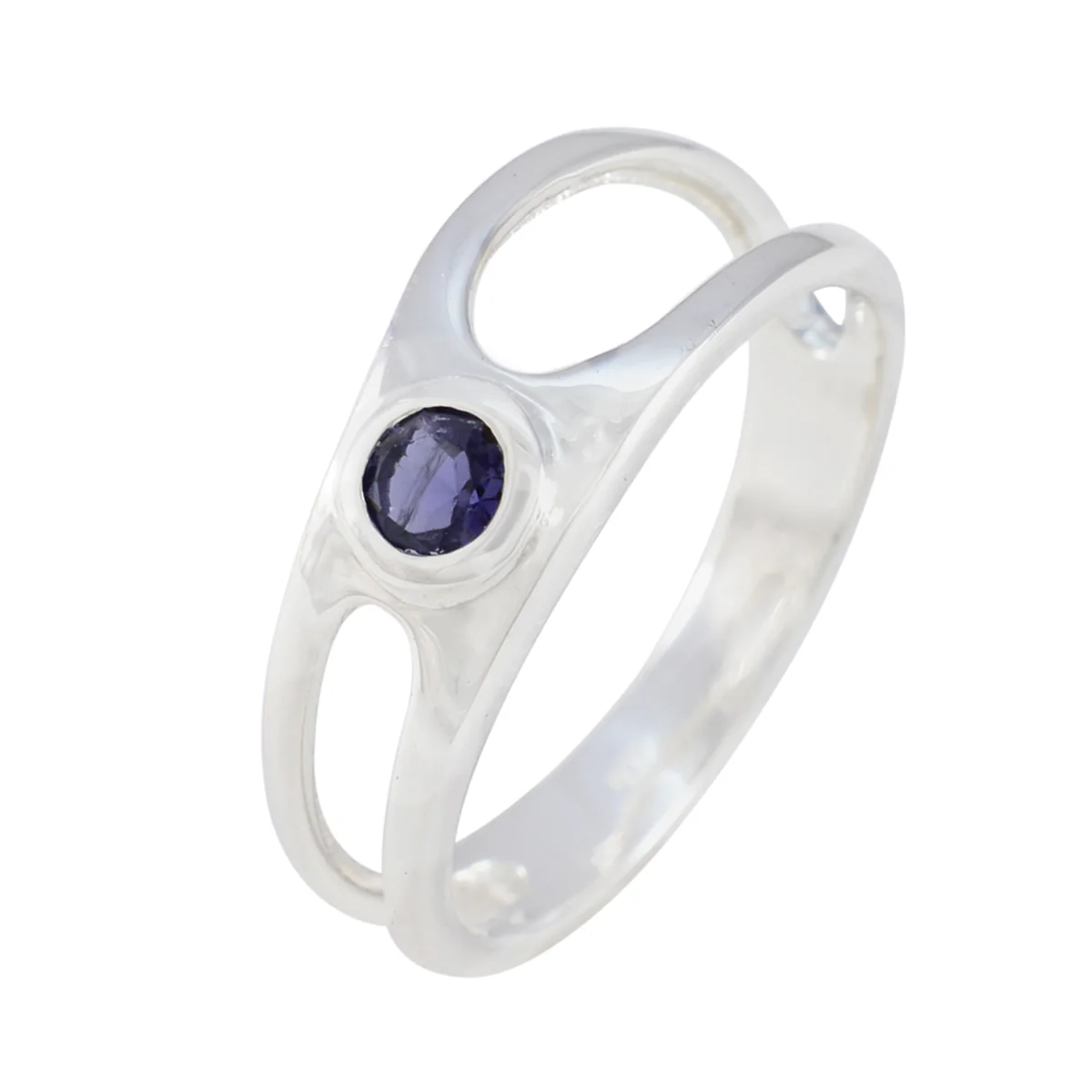 Iolite Solitaire Turkish Sterling Silver Blue Gems Whisper-thin Feminine Ring Jewellery - Image 2
