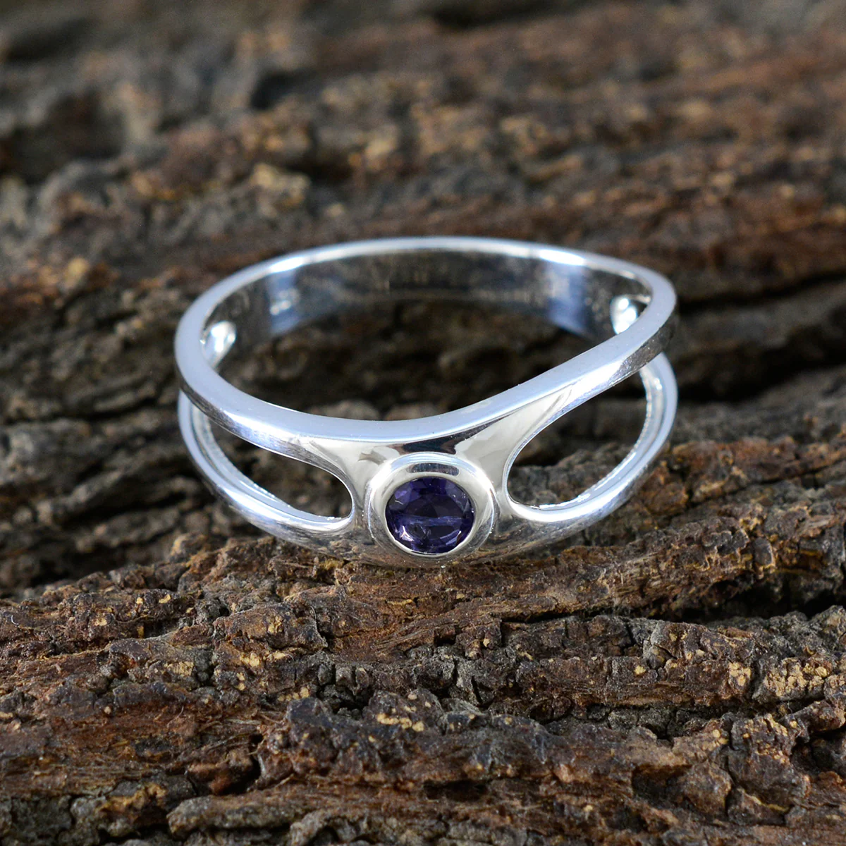 Iolite Solitaire Turkish Sterling Silver Blue Gems Whisper-thin Feminine Ring Jewellery - Image 3