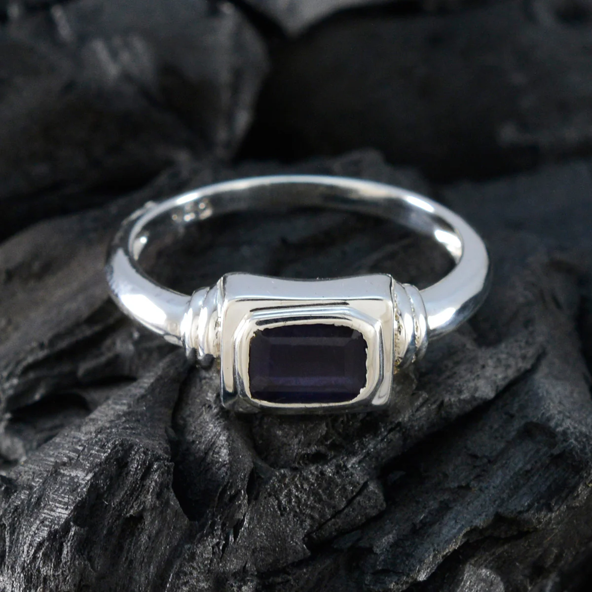Iolite Solitaire Turkish Sterling Silver Blue Gemstone Whisper-thin Trendy Ring Jewellery - Image 4