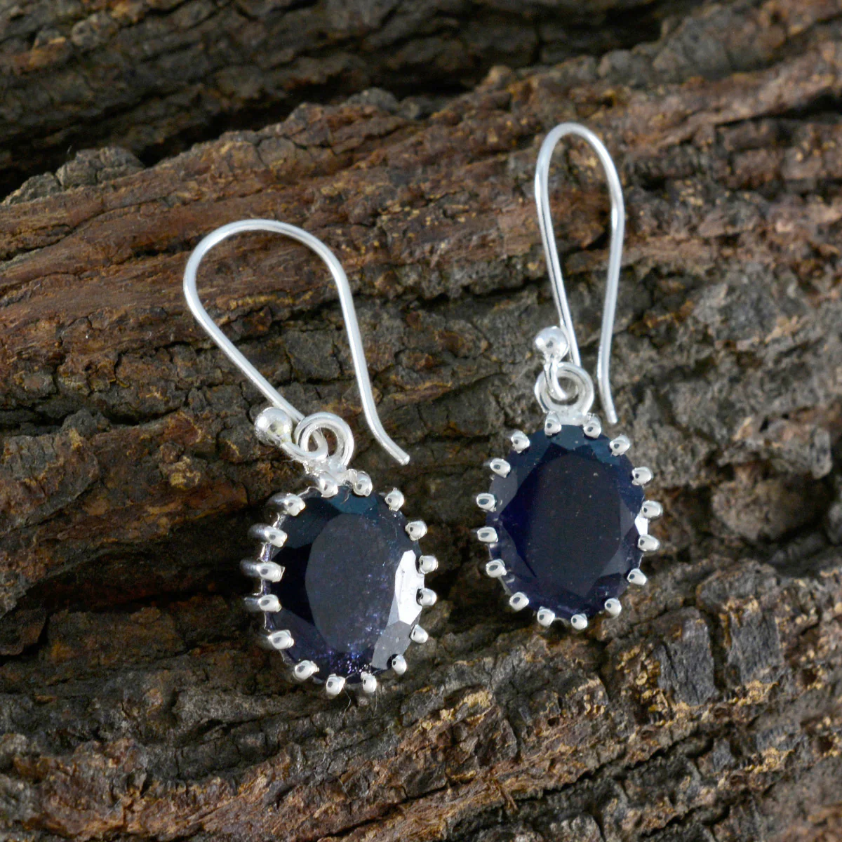 Iolite Spanish Clara Solitaire Dangle Blue 925 Silver Earring - Image 3