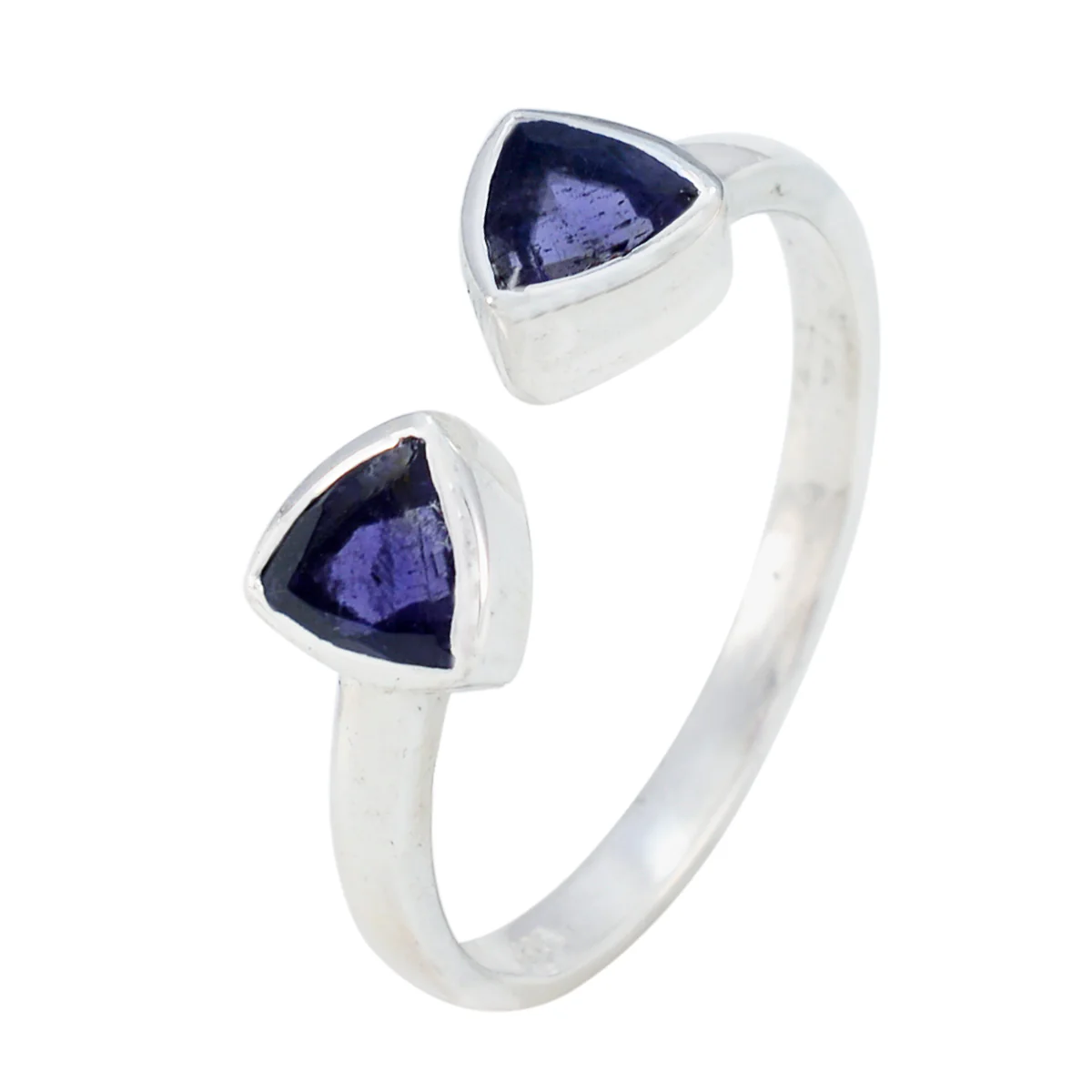 Iolite Toi et Moi Japanese 92.5 Silver Blue Gemstone Dainty Modern Ring Jewellery - Image 2