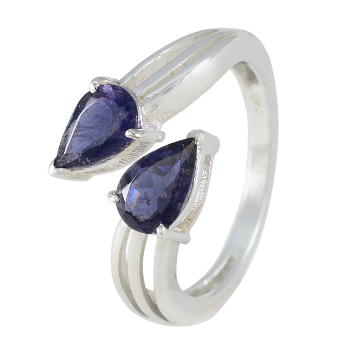 Iolite Toi et Moi Turkish 925 Silver Blue Gemstones Whisper-thin Fairytale Ring Jewellery - Image 2