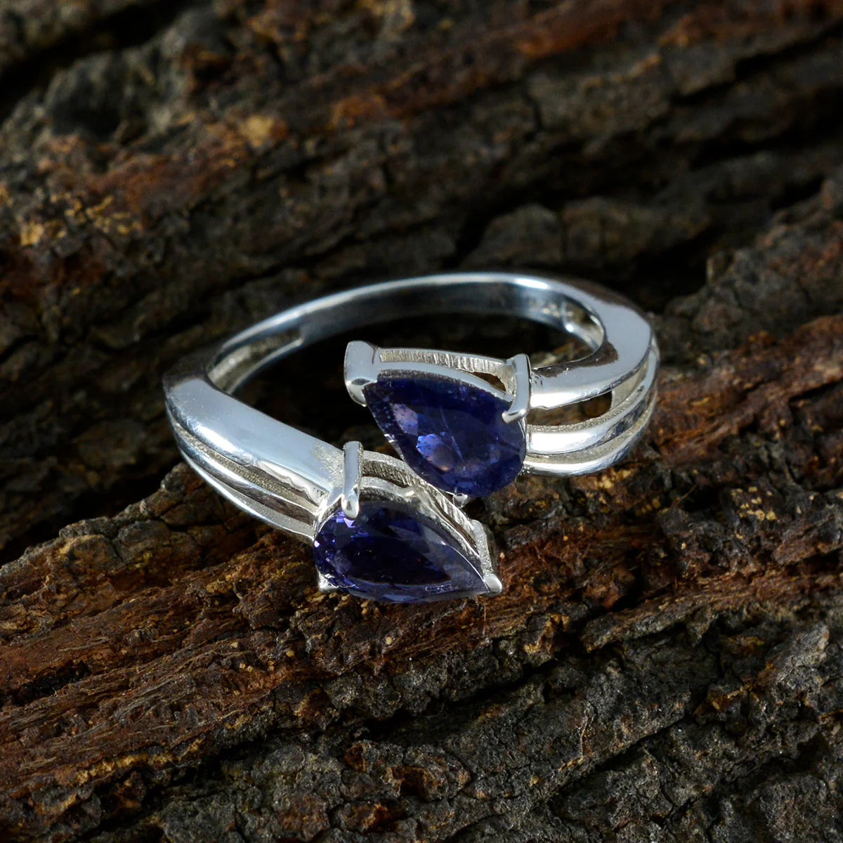 Iolite Toi et Moi Turkish 925 Silver Blue Gemstones Whisper-thin Fairytale Ring Jewellery - Image 3