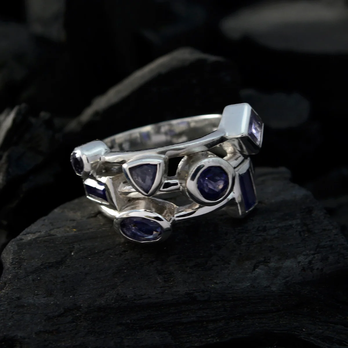 Iolite Trilogy African 92.5 Silver Blue Gems Versatile Trendy Ring Jewellery - Image 4