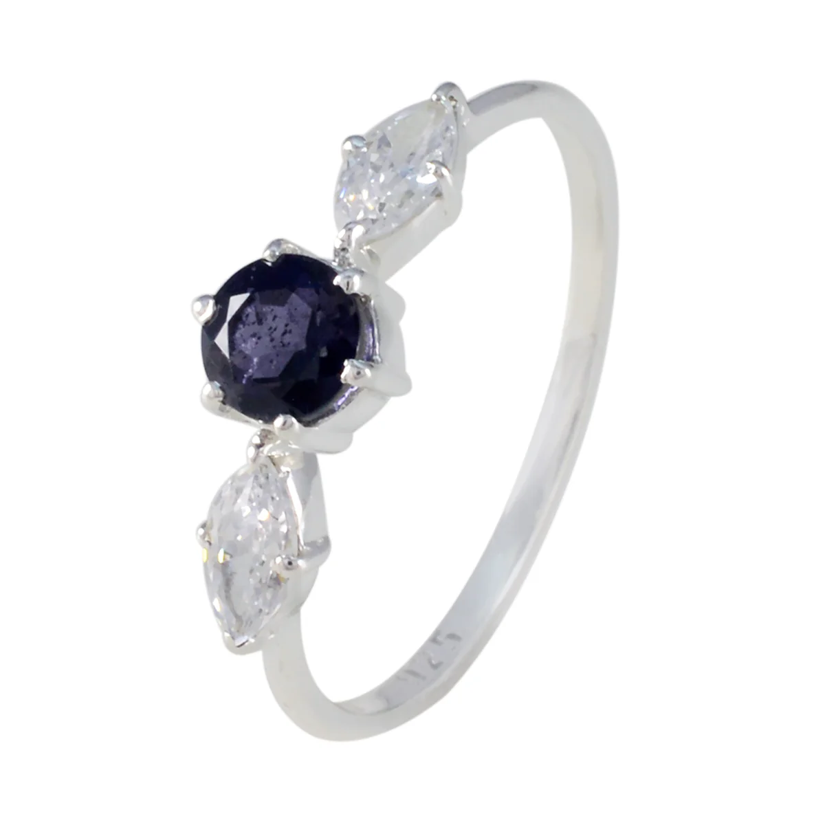 Iolite Trilogy American 925 Sterling Silver Blue Gems Elegant Sophisticated Ring Jewelry - Image 2