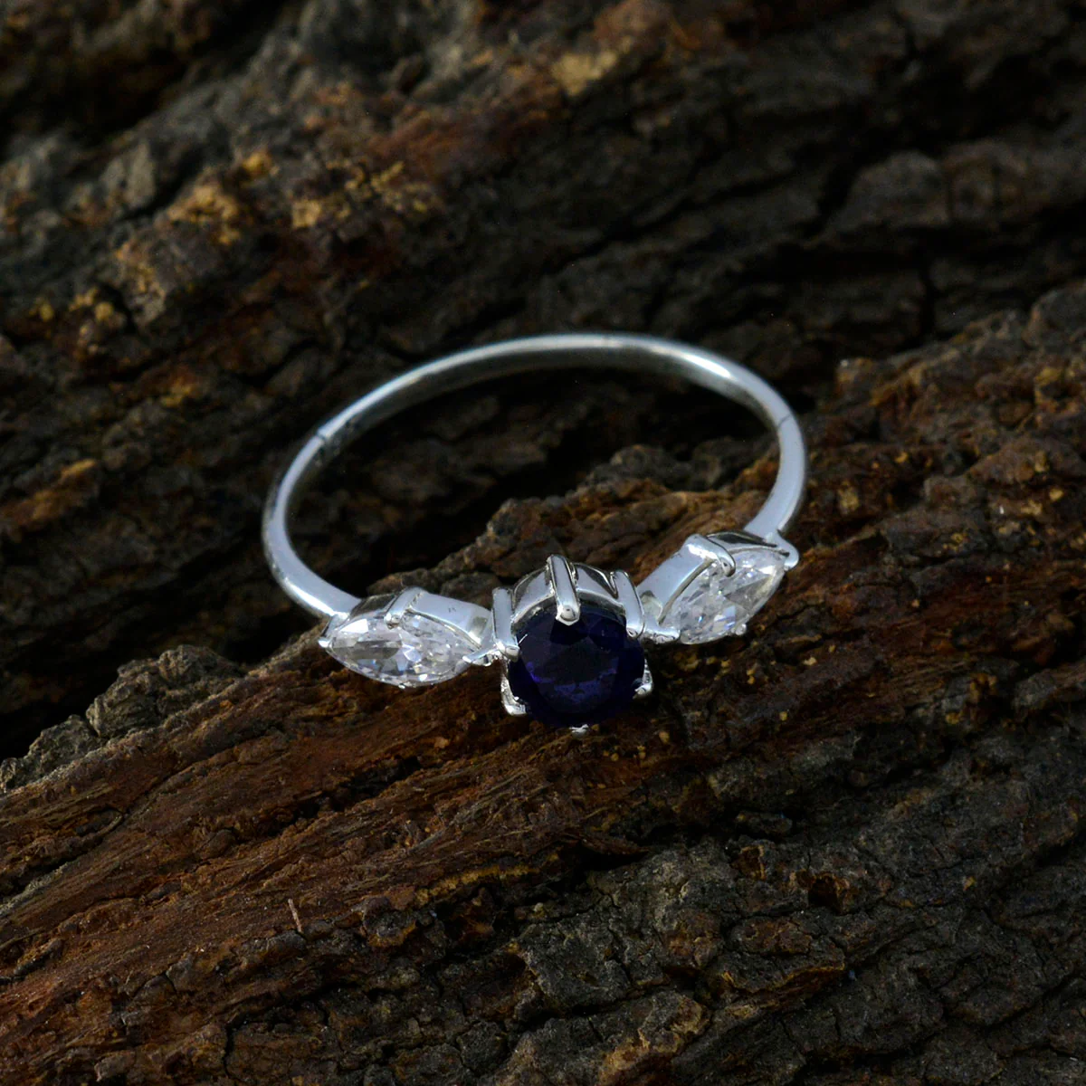 Iolite Trilogy American 925 Sterling Silver Blue Gems Elegant Sophisticated Ring Jewelry - Image 3