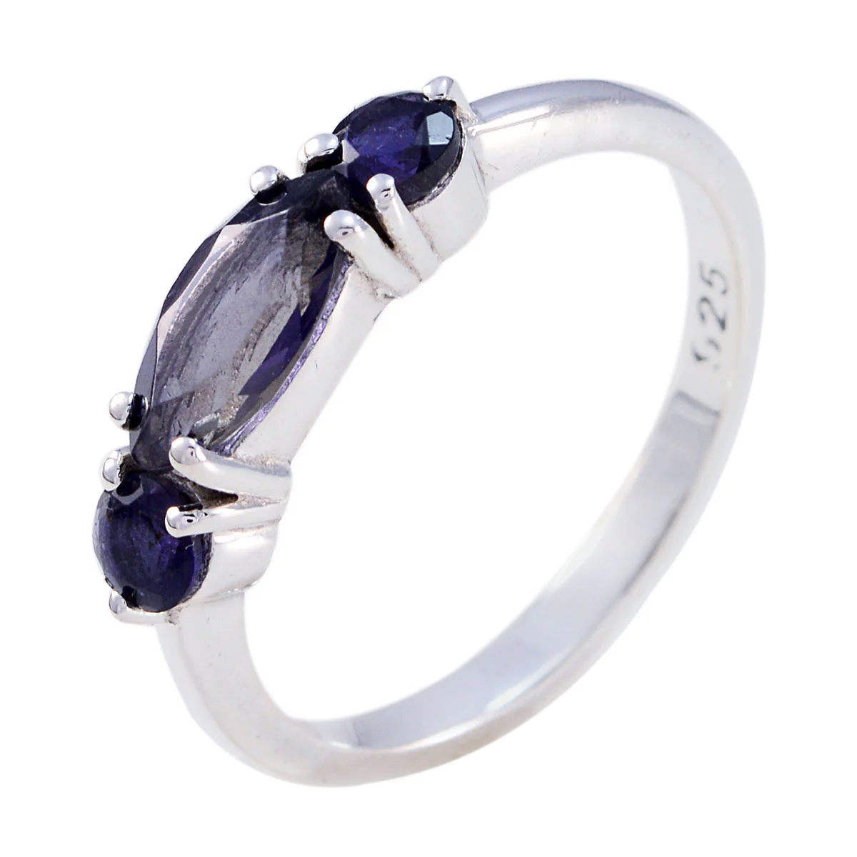 Iolite Trilogy Japanese Silver Blue Gemstones Whisper-thin Sophisticated Ring Jewelry - Image 2