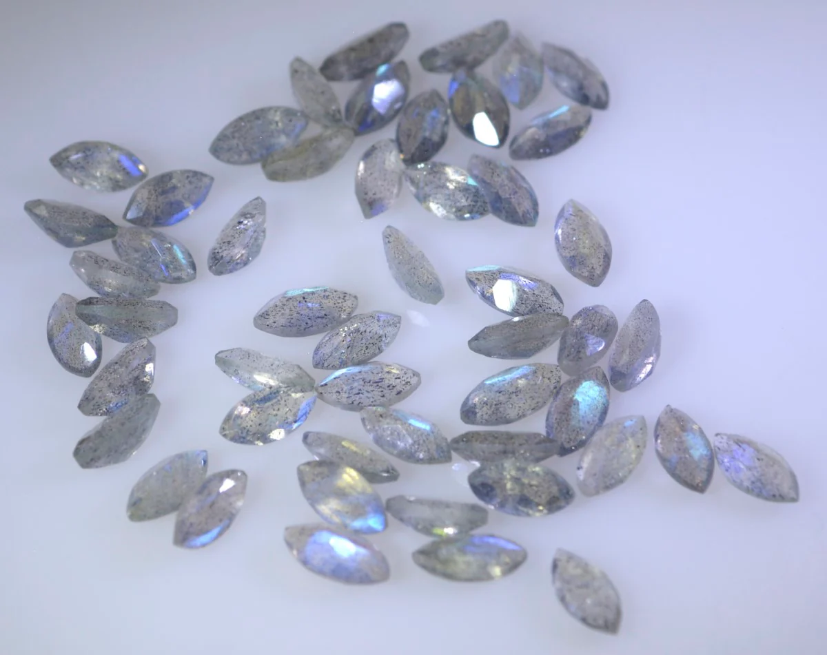 Labradorite 10PC Tiny 2x4 MM Marquise Faceted Gray Genuine Semi Precious Loose Gems - Image 2