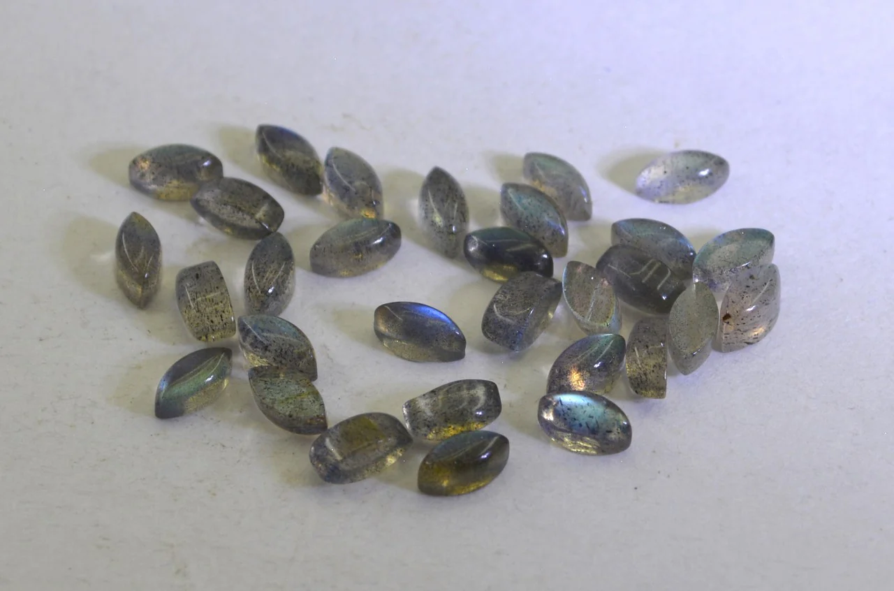 Labradorite 10PC Tiny 3x6 MM Marquise Cabochon Gray Shine semi Precious Loose Gems - Image 2