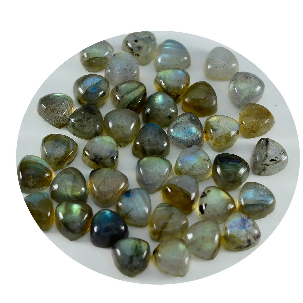 Labradorite 10PC Tiny 4x4 MM Triangle Cabochon Gray Polished semi Precious Precious Gemstone