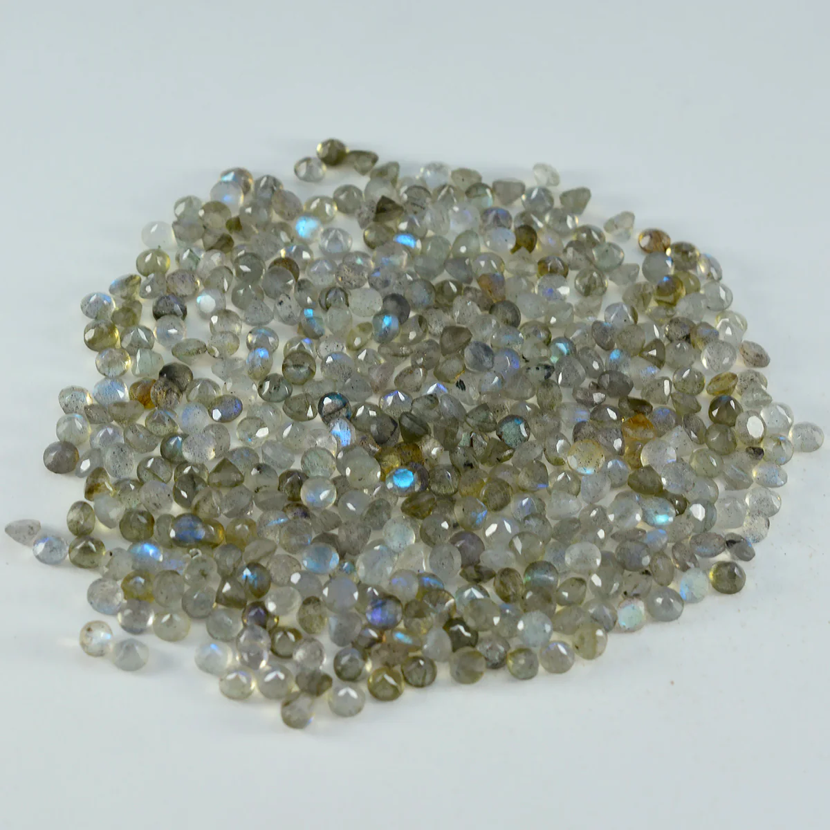 Labradorite 10PC Tiny 5x5 MM Round Faceted Gray Sparkling Semi Precious Gems - Image 2