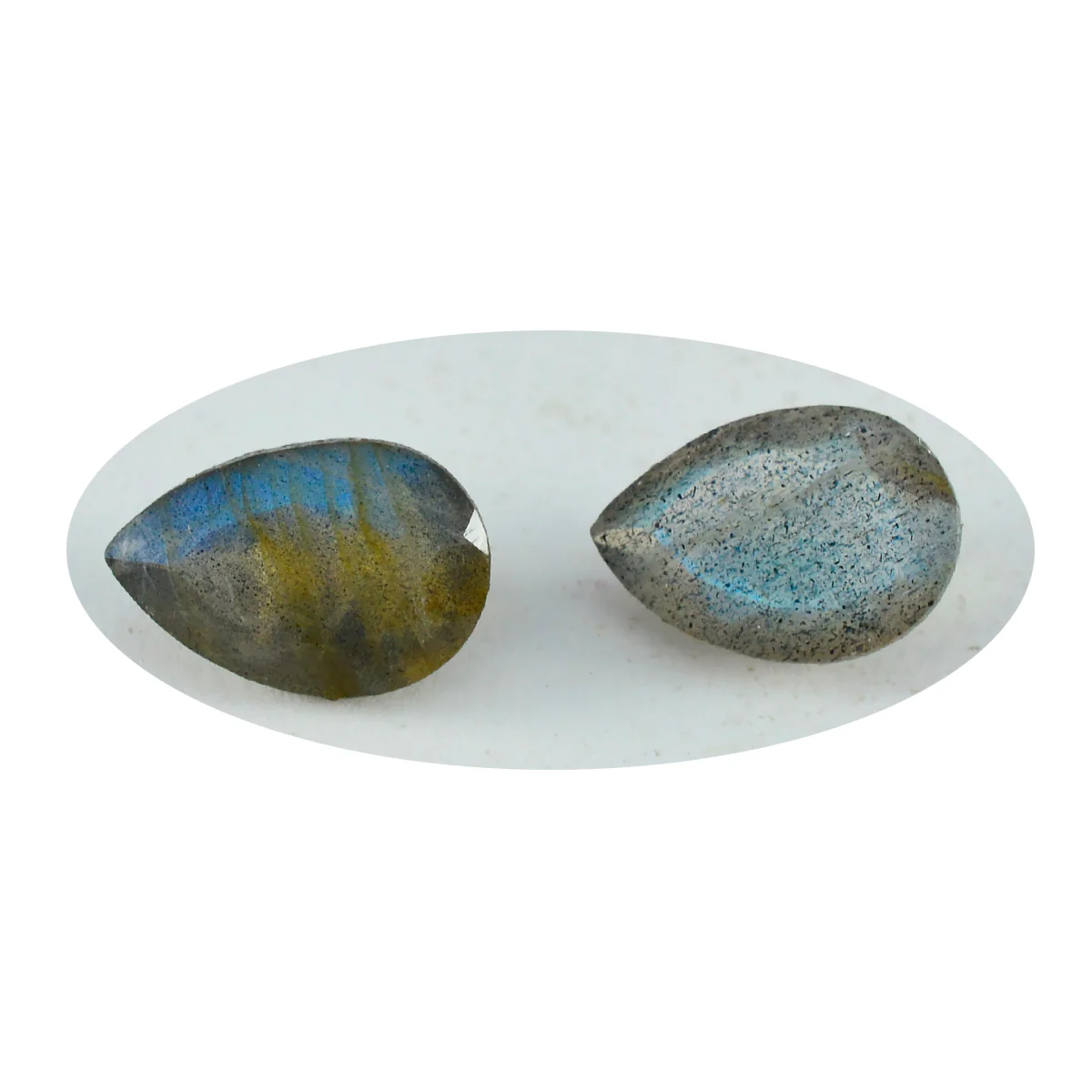 Labradorite 1PC Medium 7x10 MM Pear Faceted Gray Shine Semi Precious Loose Gems - Image 2