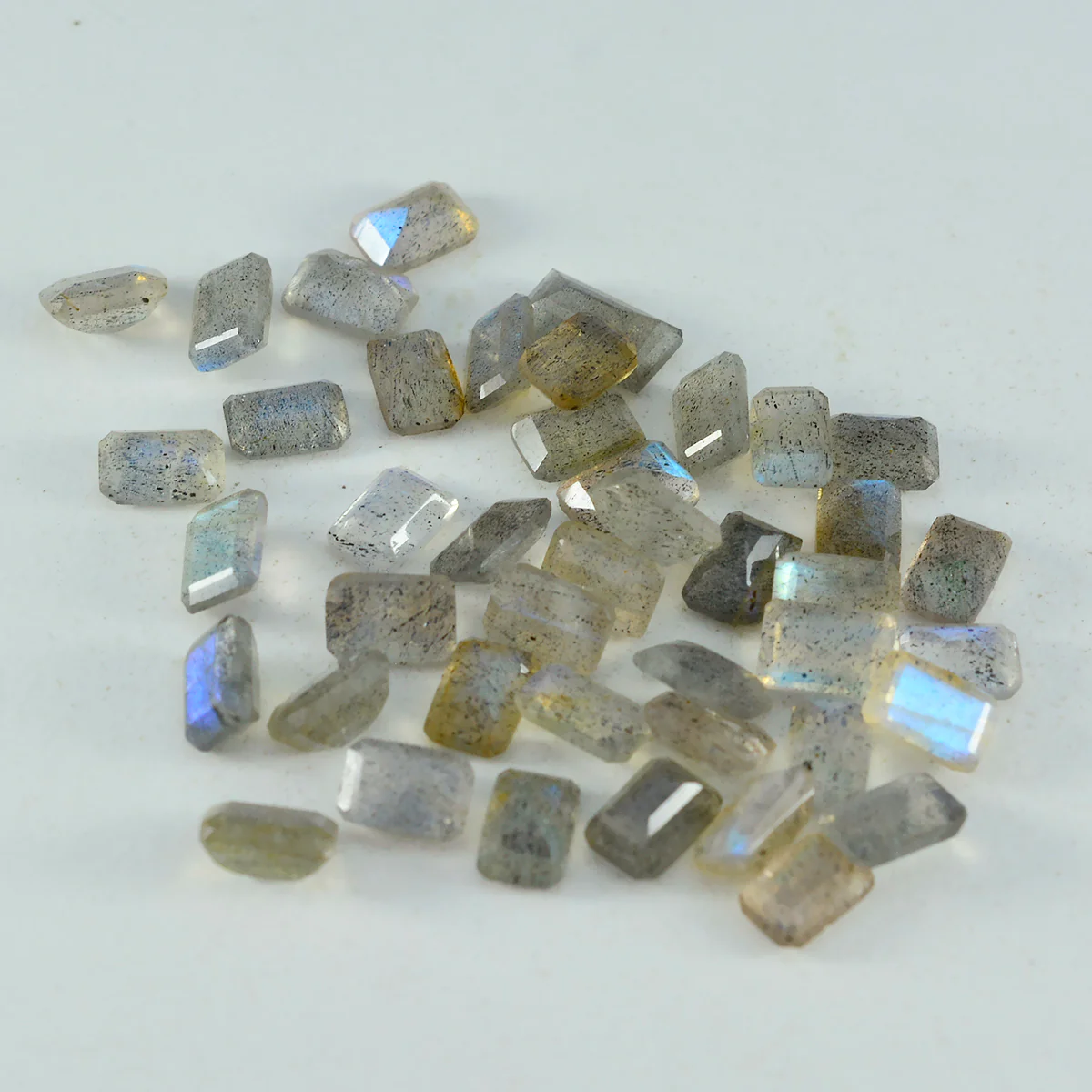 Labradorite 1PC Small 6x9 MM Emerald Faceted Gray Brilliant Semi Precious Loose Gems