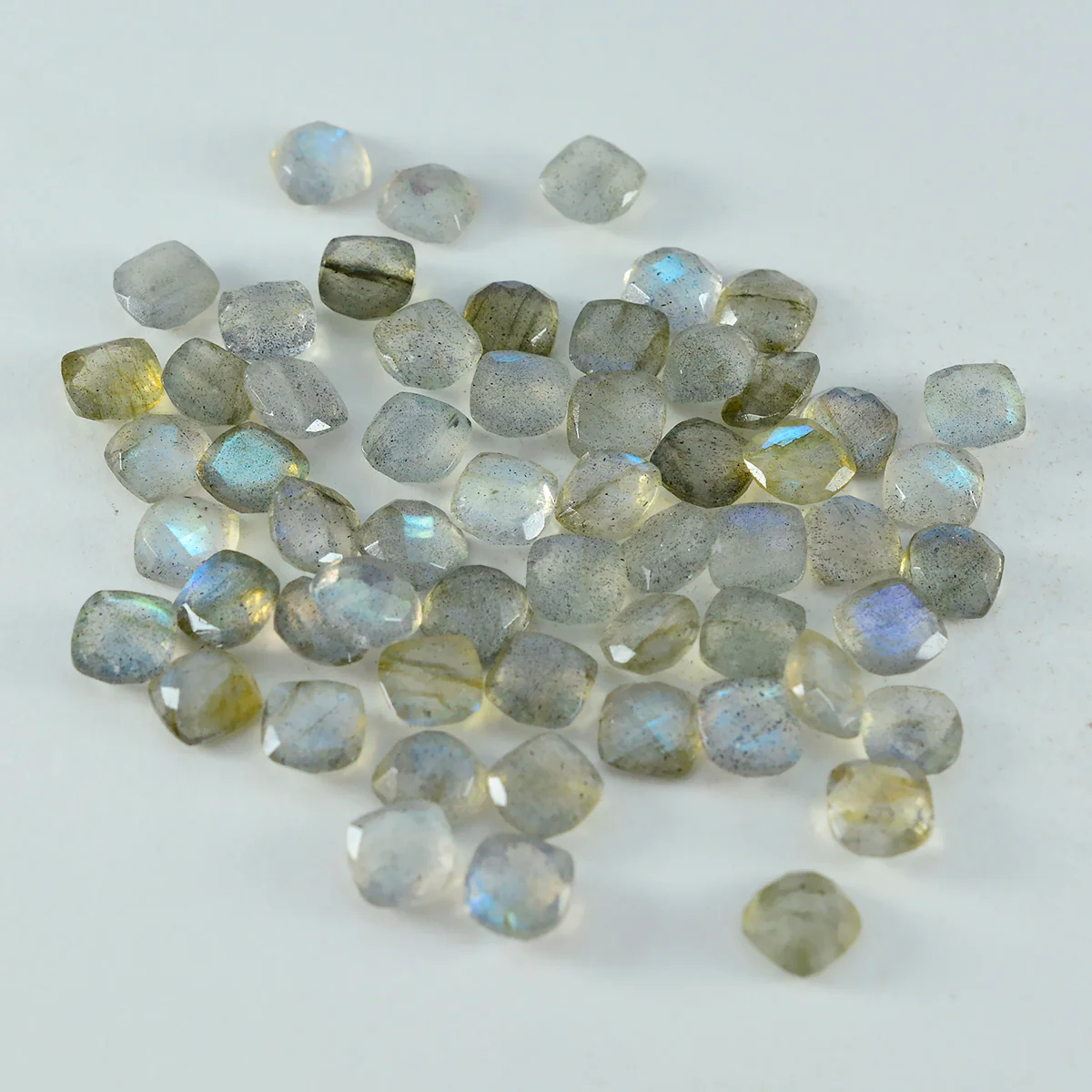 Labradorite 1PC Small 7x7 MM Cushion Faceted Gray Splendid Semi Precious Loose Gemstone - Image 3