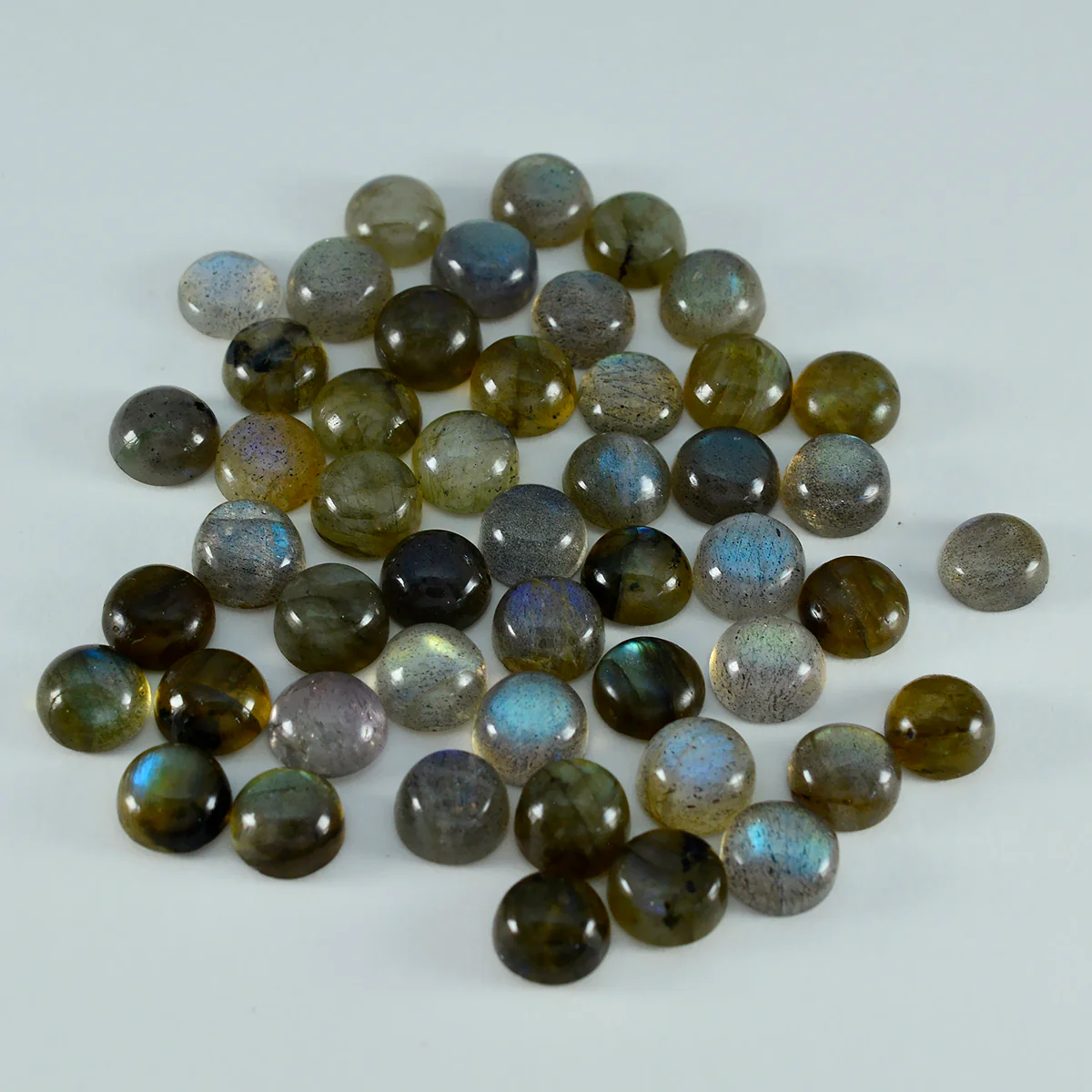 Labradorite 1PC Small 7x7 MM Round Cabochon Gray Fiery semi Precious Gems - Image 2