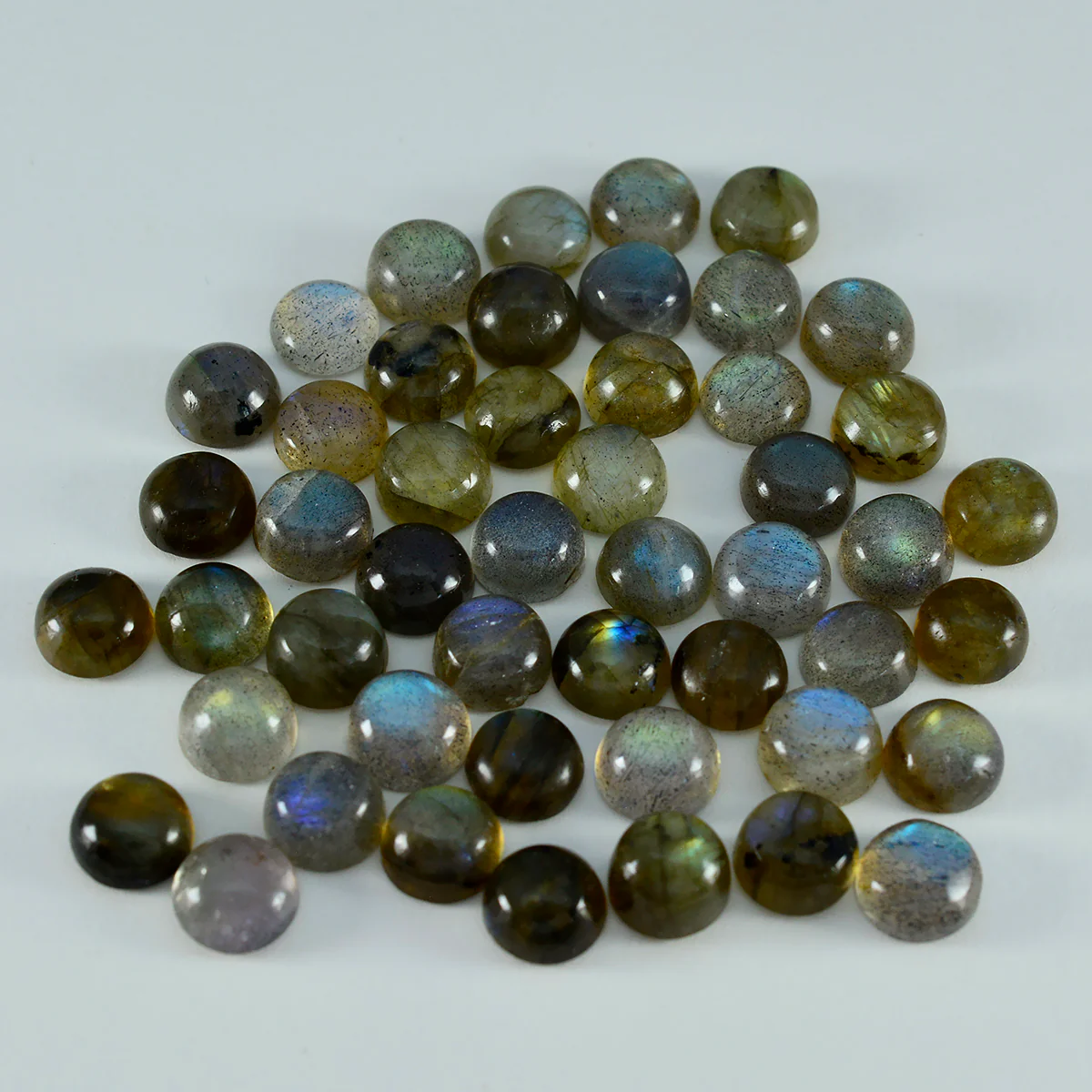 Labradorite 1PC Tiny 6x6 MM Round Cabochon Gray Pure semi Precious Precious Gemstone - Image 2