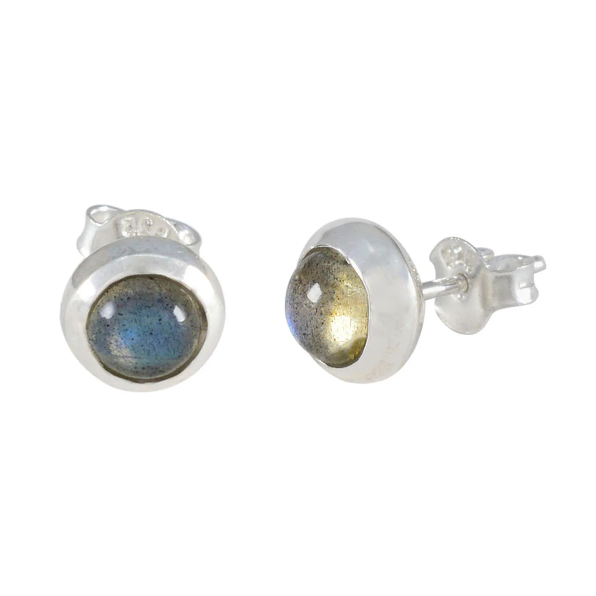 Labradorite American Naomi Solitaire Stud Gray Silver Earring - Image 2