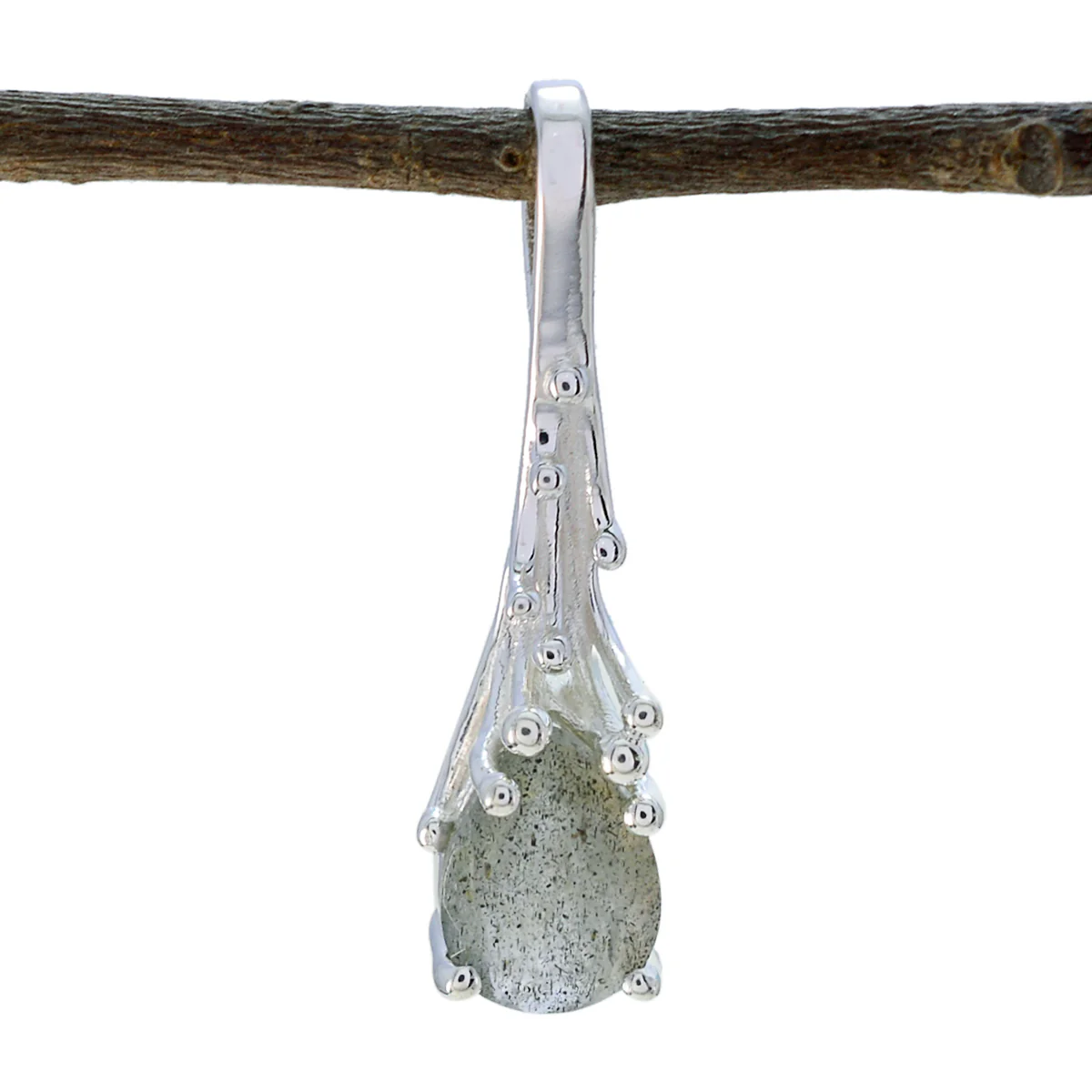 Labradorite Delicate German Silver Solitaire Ángeles Luxurious Gray Pendant Jewelry