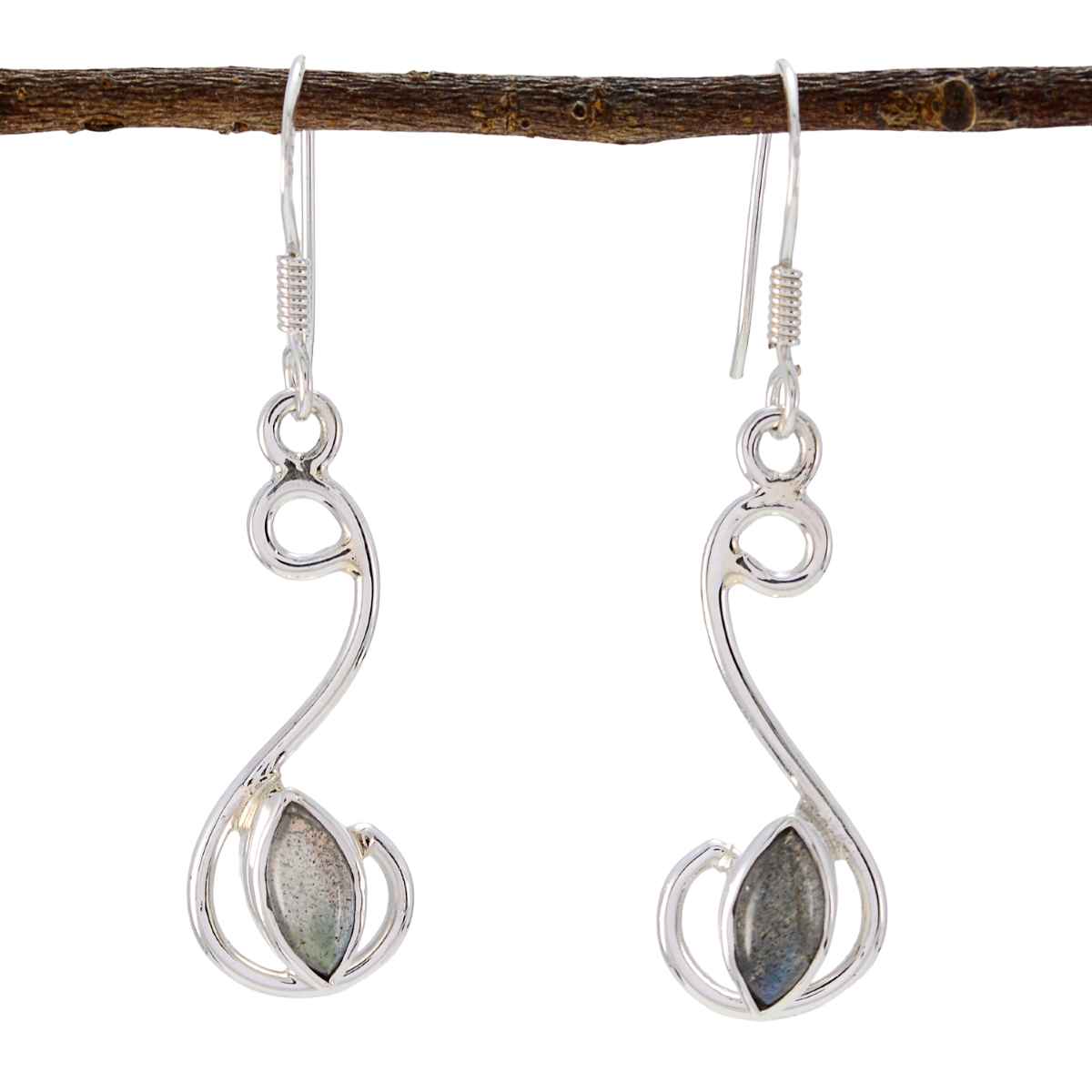 Labradorite German Yasmine multiple Dangle Gray 925 Silver Earring