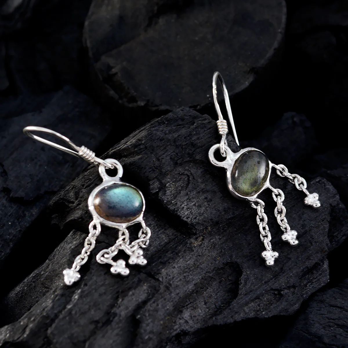 Labradorite Mexican Audrey multiple Dangle Gray 92.5 Silver Earring - Image 2