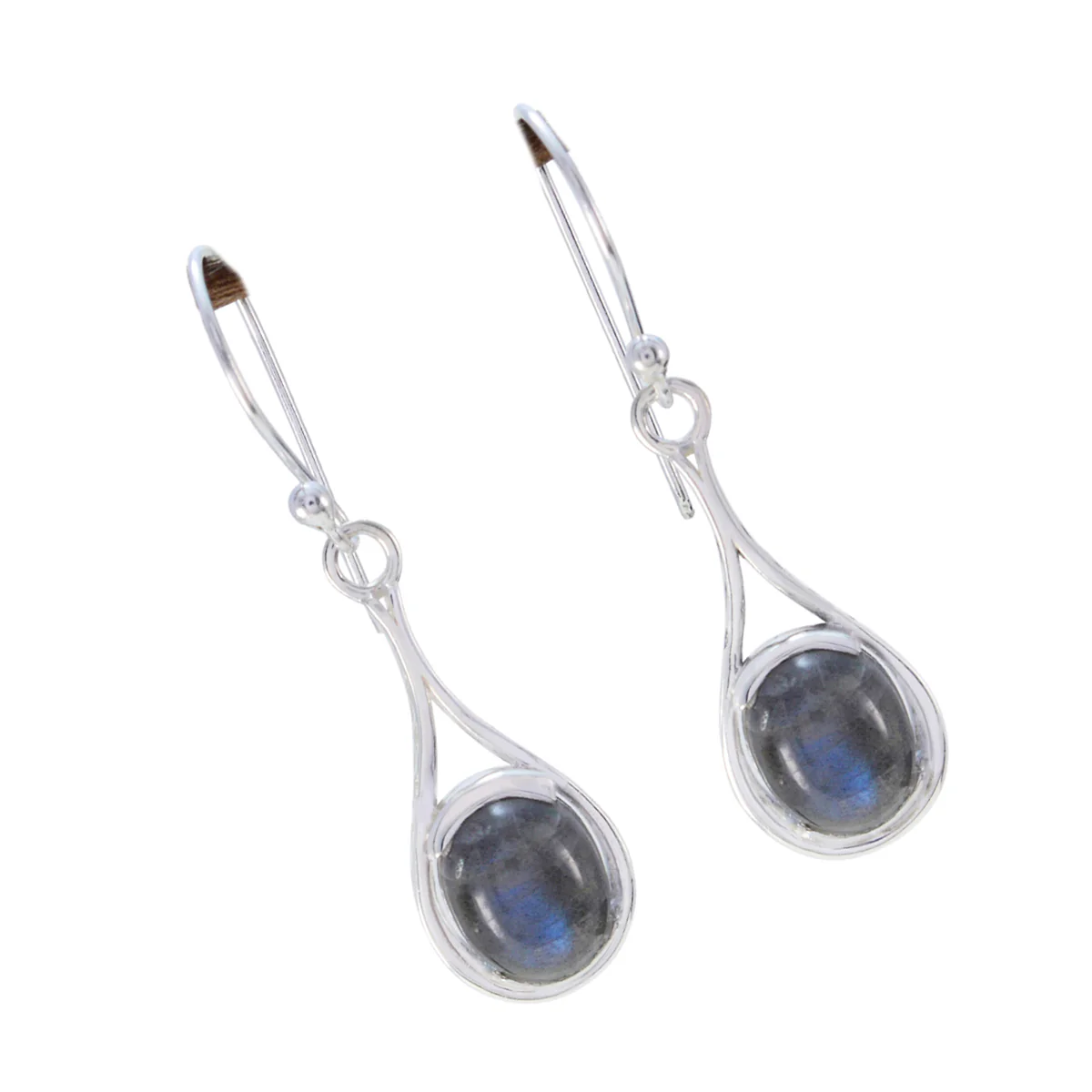 Labradorite Mexican Hina Solitaire Dangle Gray 92.5 Silver Earring - Image 3