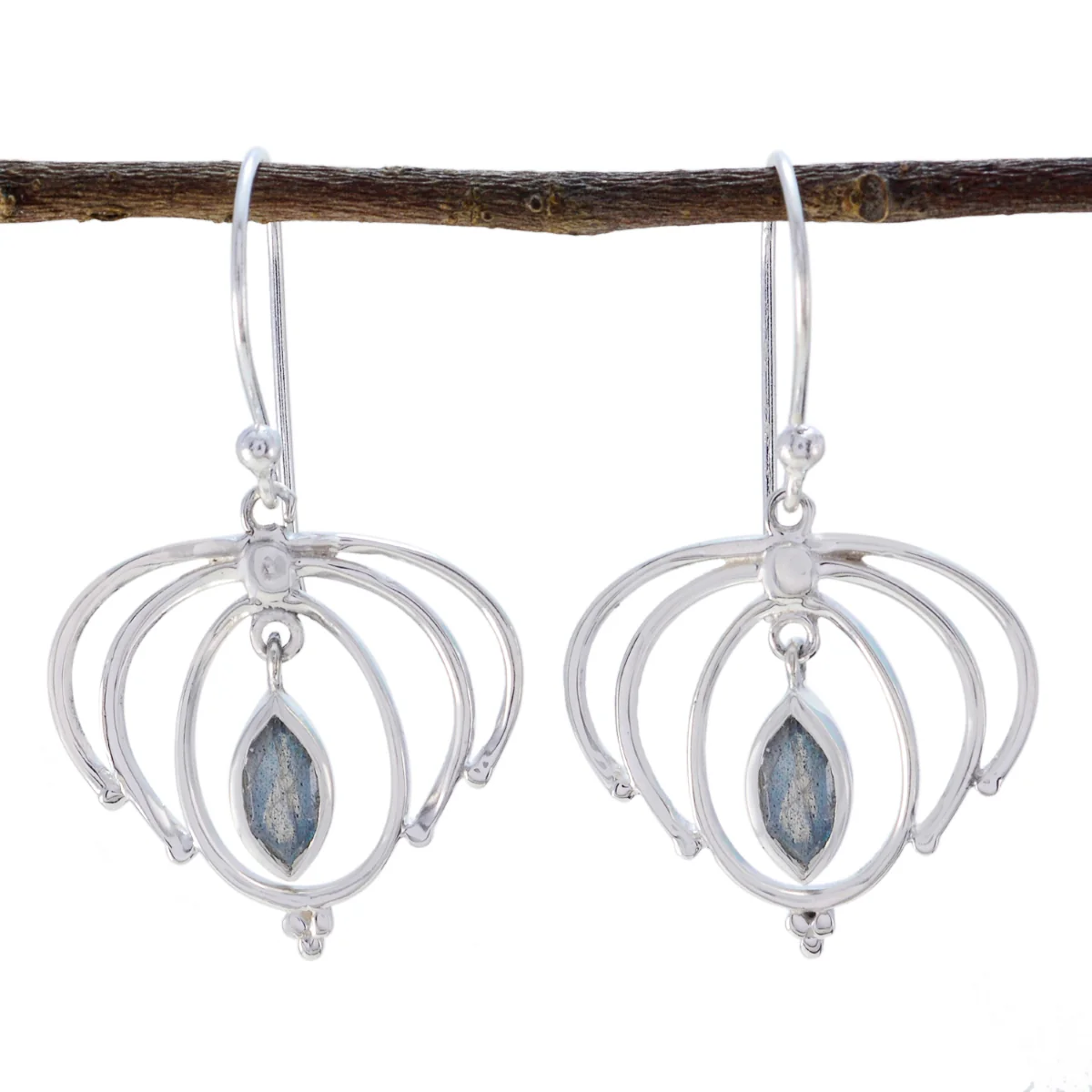 Labradorite Middle Eastern Soo-jin Solitaire Dangle Gray Sterling Silver Earring