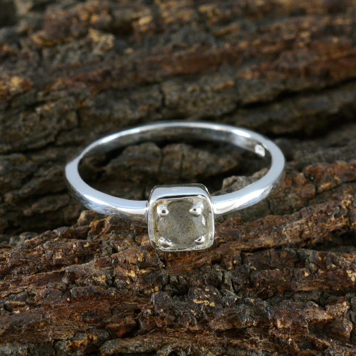 Labradorite Solitaire American 925 Silver Gray Gemstone Delicate Modern Ring Jewellery - Image 3