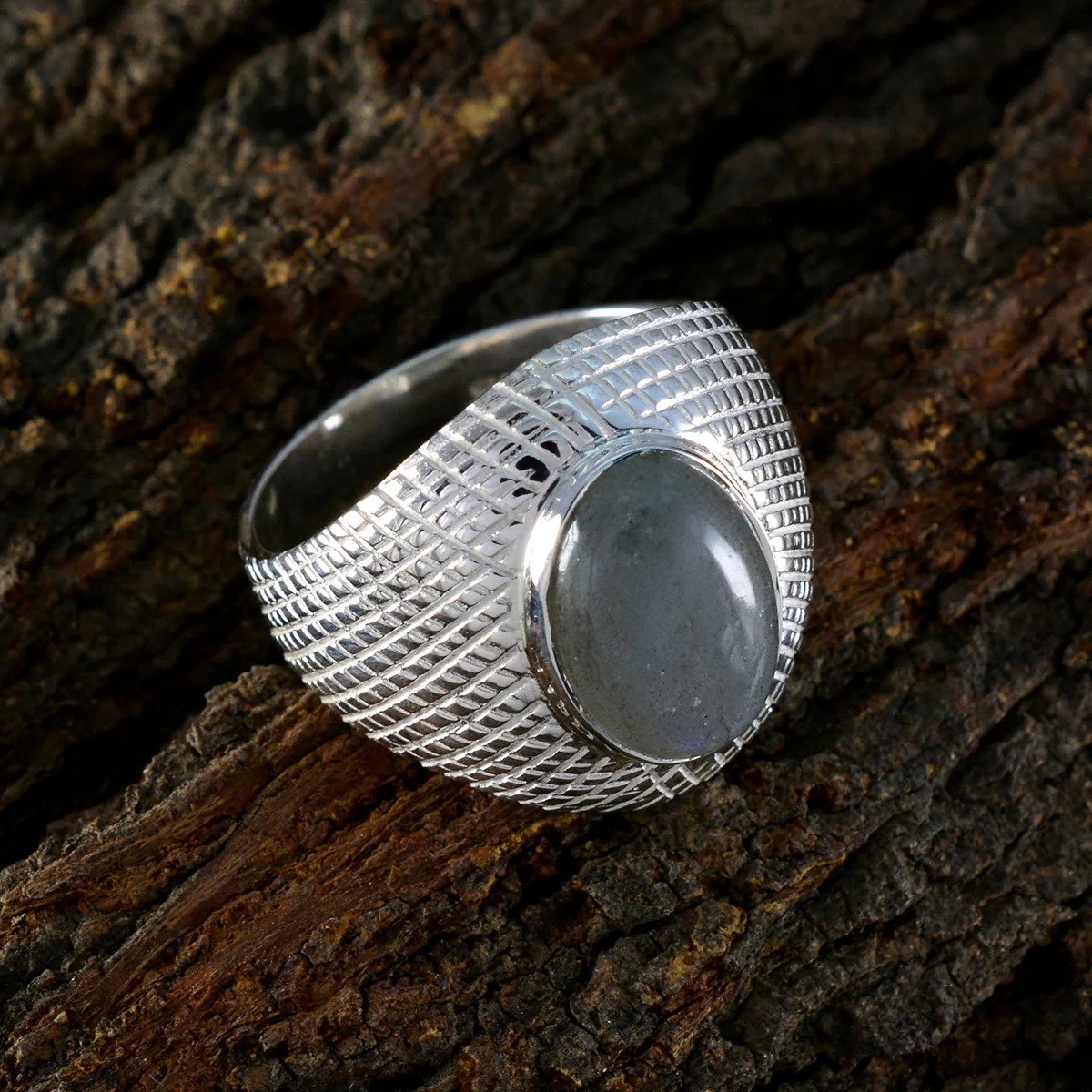 Labradorite Solitaire Egyptian Sterling Silver Gray Gems Versatile engravings Ring Jewellery - Image 3