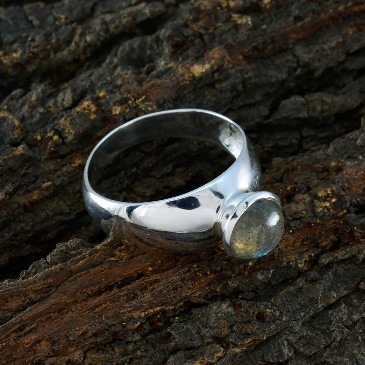 Labradorite Solitaire Egyptian Sterling Silver Gray Gemstones Tiny Abstract Ring Jewellery - Image 3